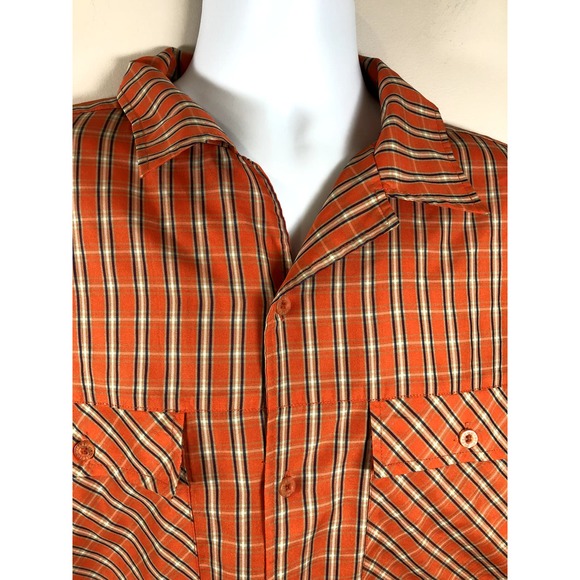 Veezo Men's Button Down Shirt Size XL Short Sleeve Orange Polyester - Picture 5 of 14